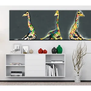 Beställ nu Tavla Colourful Giraffes 135x45 - Inredning