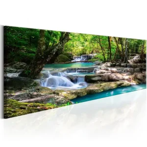 Tavla Nature: Forest Waterfall 120x40 - Inredning Premium