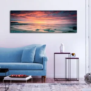 Tavla Beach in Crete (1 Part) Narrow Red 135x45 - Inredning Reapris