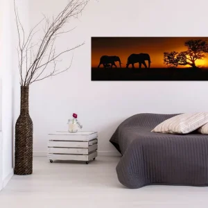 Tavla Elephant Family (Orange) 135x45 - Inredning Kundfavorit