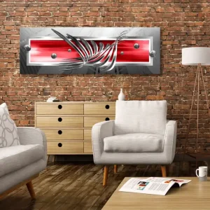 Bästa pris Tavla Silver Wings (1 Part) Narrow Red 120x40 - Inredning