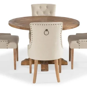 Snabb leverans Bloomington Lyon Matgrupp Rund med 4 st Viktoria Fåtölj Trä / Beige - Möbler