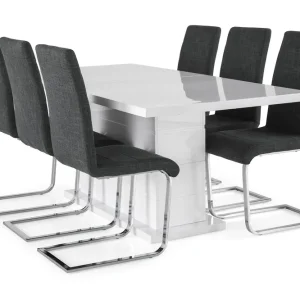 Endast idag Concept 55 Ratliff Förlängningsbar Matgrupp 180 cm med 6 Cibus Stol Vit/Grå/Krom - Möbler