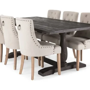Bloomington Dijon Matgrupp 200 cm med 6 Viktoria Fåtölj Vintage Trä / Beige Trä - Möbler Nyhet