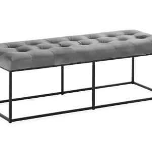 Billig Ella Sittbänk 120cm Rutig Grå/Sammet - Möbler