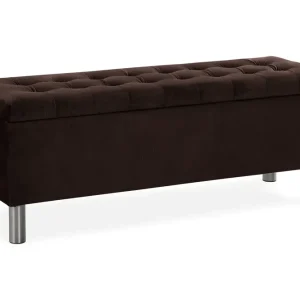 I lager Ella Sängkista 140cm Rutig Brun/Sammet - Förvaring