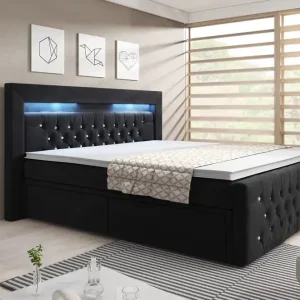 Fynd Cloud47 Franco Crystal Sängpaket 140x200 LED-belysning Svart/Sammet - Möbler