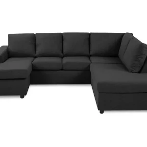 Basic Home Crazy 4-sits Högervänd U-formad Large Soffa med Divan och Schäslong i Tyg Antracit - Möbler Snabb leverans