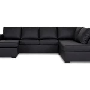 Basic Home Crazy 4-sits Högervänd U-formad Large Soffa med Divan och Schäslong i Konstläder Svart - Möbler Rabatter