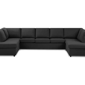 Köp online Basic Home Crazy 5-sits U-formad Soffa med dubbelschäslong i Tyg Antracit - Möbler