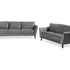 Scandi Days Trend Soffgrupp 3-sits + 2-sits Sammetssoffa Ljusgrå - Möbler Fynd