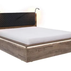 Sista chansen Najera Säng 182x214 cm LED-belysning Ek/Vit LED - Möbler