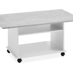 Scandinavian Choice Azur Soffbord 100 cm med Förvaring Hylla på Hjul Vit/Betonggrå - Möbler Lågt pris