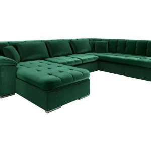 Handla nu Majestic Furniture Dynir Bäddsoffa Divan Vänster Mörkgrön - Möbler
