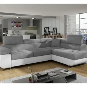 Majestic Furniture Bobis Bäddsoffa med Schäslong Höger Grå/Vit - Möbler Sista chansen
