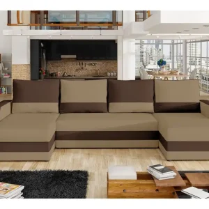 Sänkt pris Jurtiga Bäddsoffa med Dubbeldivan Beige/Brun - Möbler