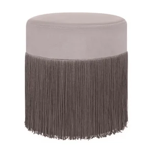 Lefurgy Sittpuff med Fransar Sammet Beige - Möbler Handla nu