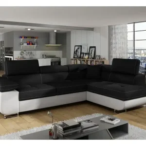 Majestic Furniture Bobis Bäddsoffa med Schäslong Höger Svart/Vit - Möbler Snabb frakt
