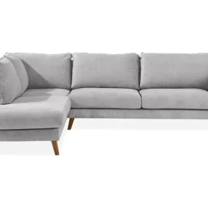 Scandi Days Trend Lyx Schäslongsoffa Vänster Ljusgrå/Ek - Möbler Erbjudande