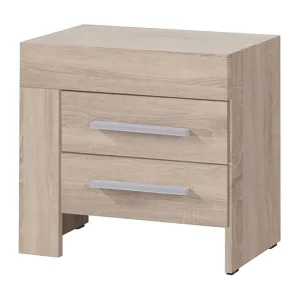 Säker betalning Bedly Cezara Sängbord 50 cm Vänster med Förvaring 2 Lådor Bedly Ek - Möbler