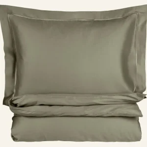 Påslakanset i egyptisk bomull satin olivgrön - 150x210 cm/50x60 cm Beställ idag