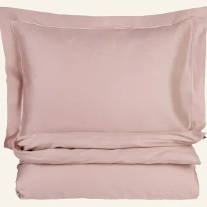 Erbjudandepris Påslakanset i egyptisk bomull satin puderrosa - 150x210 cm/50x60 cm