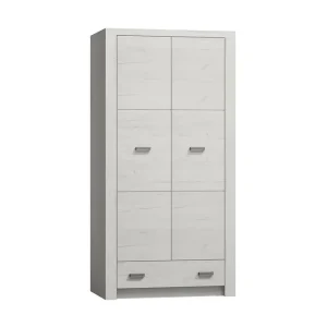 Indianapolis Garderob 96x58x192 cm Vit - Förvaring Trygg betalning