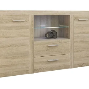 Concept 55 Rumba Skänk 157x40x81 cm Ek/Vit Led-Belysning - Förvaring Beställ nu
