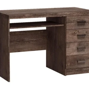 Fynd Castillia Skrivbord 120 cm med Förvaring 4 Lådor + Hylla Mörk Ask - Möbler