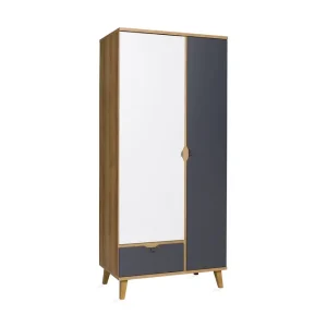 Fynd Scandinavian Choice Vintra Garderob 90 cm Vit/Grå/Gyllene Ek - Förvaring