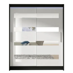 Handla nu Presto Garderob 58x150 cm LED-belysning Svart/Vit - Förvaring