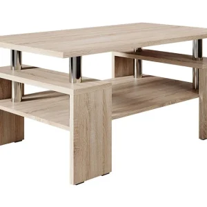 Populär Cubeia Soffbord 110 cm med Förvaring Hyllor Ekfärg/Krom - Möbler