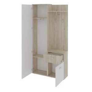 Handla nu Lux Garderob 97x30x195 cm LED-belysning Beige/Vit - Förvaring