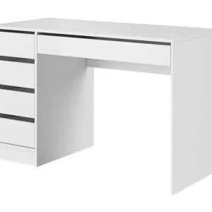 Harland Skrivbord 120 cm med 5 Förvaringslådor Vit / Vit Högglans - Möbler Bästa pris