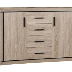 Utförsäljning Dallas Skänk 137x43,5x91 cm LED-belysning Beige/Grå - Förvaring