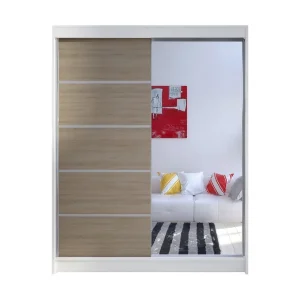 Camino Garderob 58x150 cm LED-belysning Vit/Ek - Förvaring Handla nu