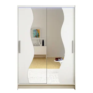 Begränsat erbjudande Miami Garderob 120x58x200 cm LED-belysning Beige/Vit - Förvaring