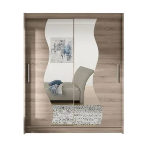 West Garderob 150x58x200 cm LED-belysning Beige - Förvaring Kundfavorit