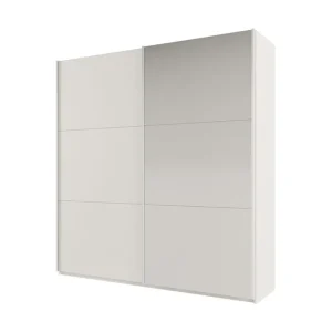 Begränsat erbjudande Rhodes Garderob 225x65x244 cm LED-belysning Vit/Spegel - Förvaring