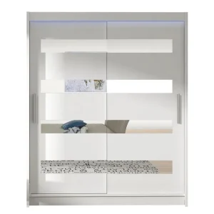 Westa Garderob 150x58x200 cm LED-belysning Vit - Förvaring Populärt val