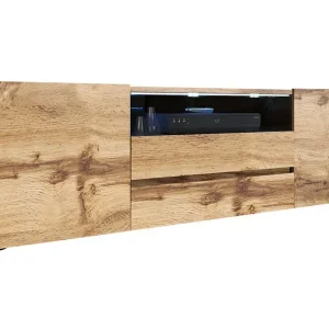 Outlet TV-bänk 137 cm LED-belysning Ek - Möbler