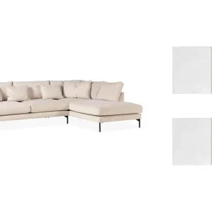 Scandi Days Menard 4-sits Högervänd L-formad Schäslongsoffa i Manchester med 2 Nackkuddar Beige - Möbler risnedsättning