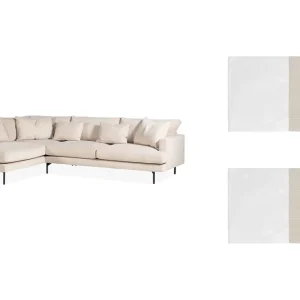 Rabatt Scandi Days Menard 4-sits Vänstervänd L-formad Schäslongsoffa i Manchester med 2 Nackkuddar Beige - Möbler