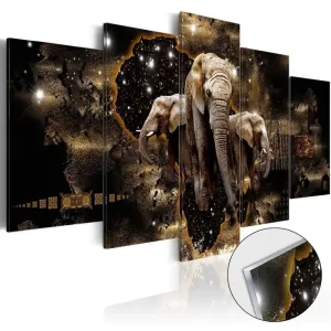 Tavla På Akryl Brown Elephants 100x50 - Inredning & dekor Billig