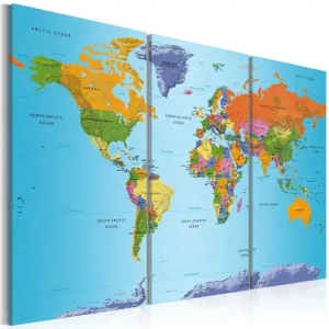 Tavla World Map Colourful Note 120x80 - Inredning & dekor Begränsat antal