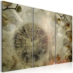Tavla Vintage Clock And Orchid Triptych 60x40 - Inredning & dekor Begränsat erbjudande