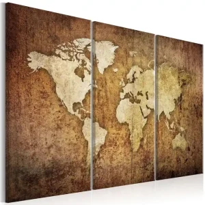 Tavla World Map Brown Texture 90x60 - Inredning & dekor risnedsättning