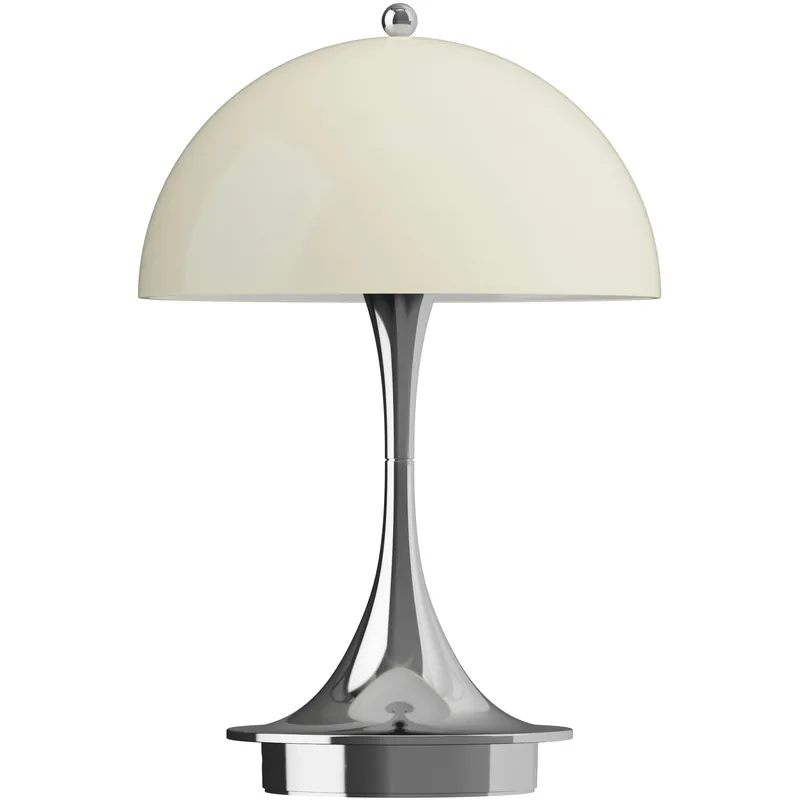 Snabb frakt Panthella 160 Bordslampa Portabel V3, Krom / Opal Beige