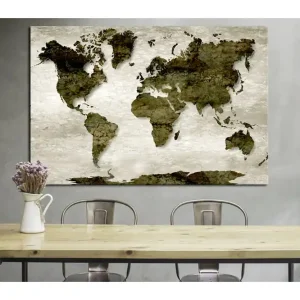 Tavla World Map: 60x40 Grön - Inredning & dekor Begränsat erbjudande