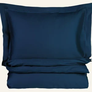 Fri frakt Påslakanset i egyptisk bomull satin dimblå - 150x210 cm/50x60 cm